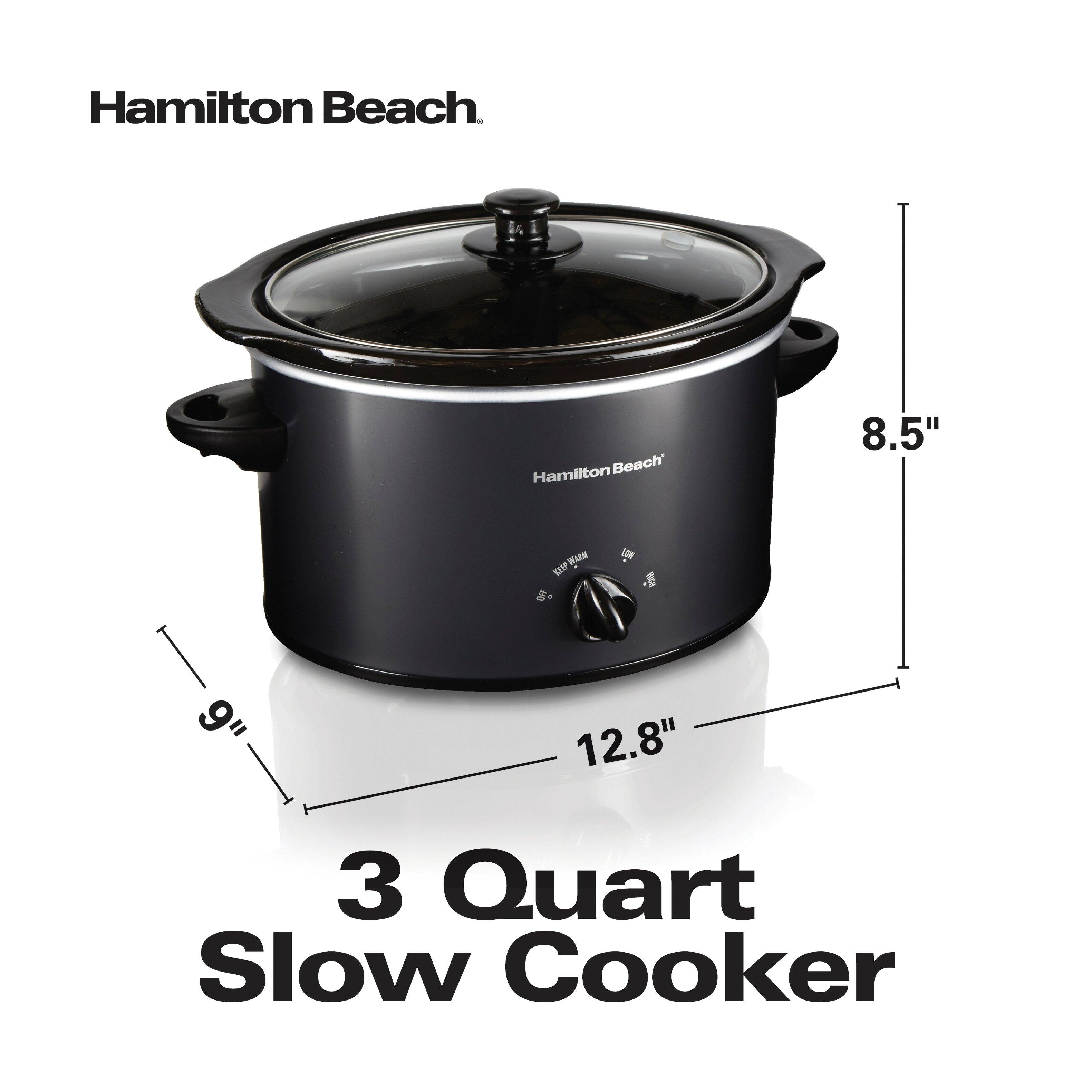 Hamilton Beach  
8.5H  
WAW KEEP OFF  
HOW  
9"  
12.8"  
3 Quart Slow Cooker