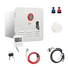 Topteng - 65,000 BTU RV Tankless Propane Water Heater-Digital Constant Temperature, Low Pressure Start, with Controller&Shower Kit - White