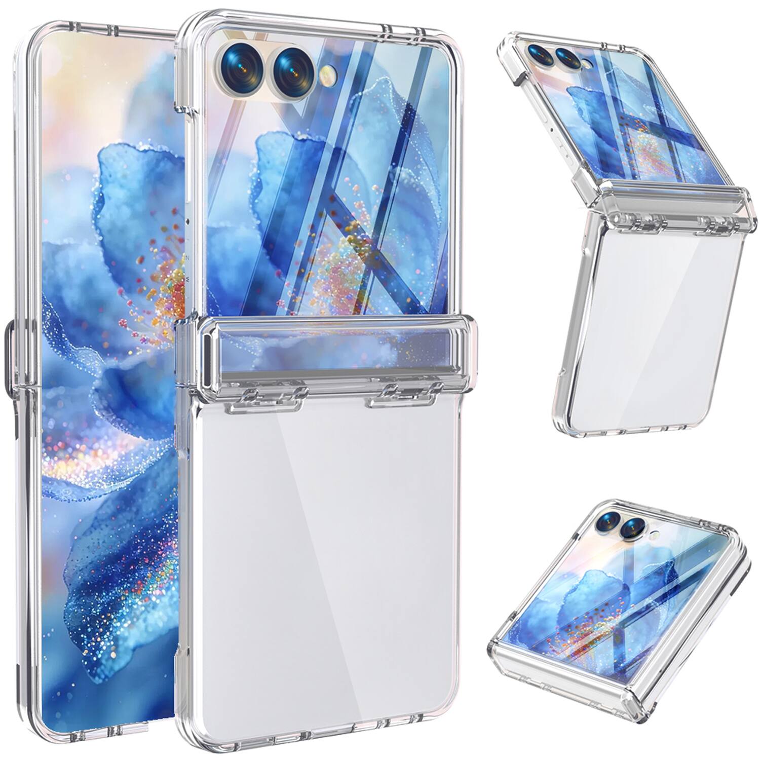 Dteck - for Samsung Galaxy Z Flip8 Case with Built-in Screen Protector, Full Hinge Protection,Rugged PC Glossy Cover - Clear