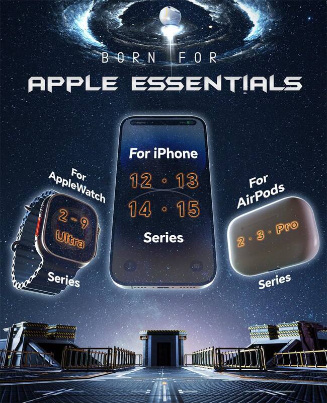 Left. RISOKEYS - Space Capsule Wireless Charger - 15W Magnetic 3-in-1 Vertical Charging Station with RGB Lighting for Apple Devices - White.