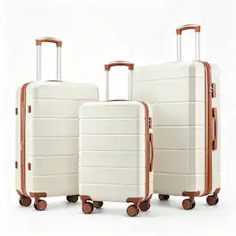 LUGGEX - 20" 24" 28" 3-Piece Luggage Set Expandable Suitcase with Double Spinner Wheels and TSA Lock - EX-Lite - White
