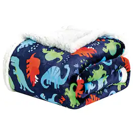 Noble House - Dino Faux Shearling Micro Plush All Season Throw 50" x 60" Multicolor by Plazatex - Navy