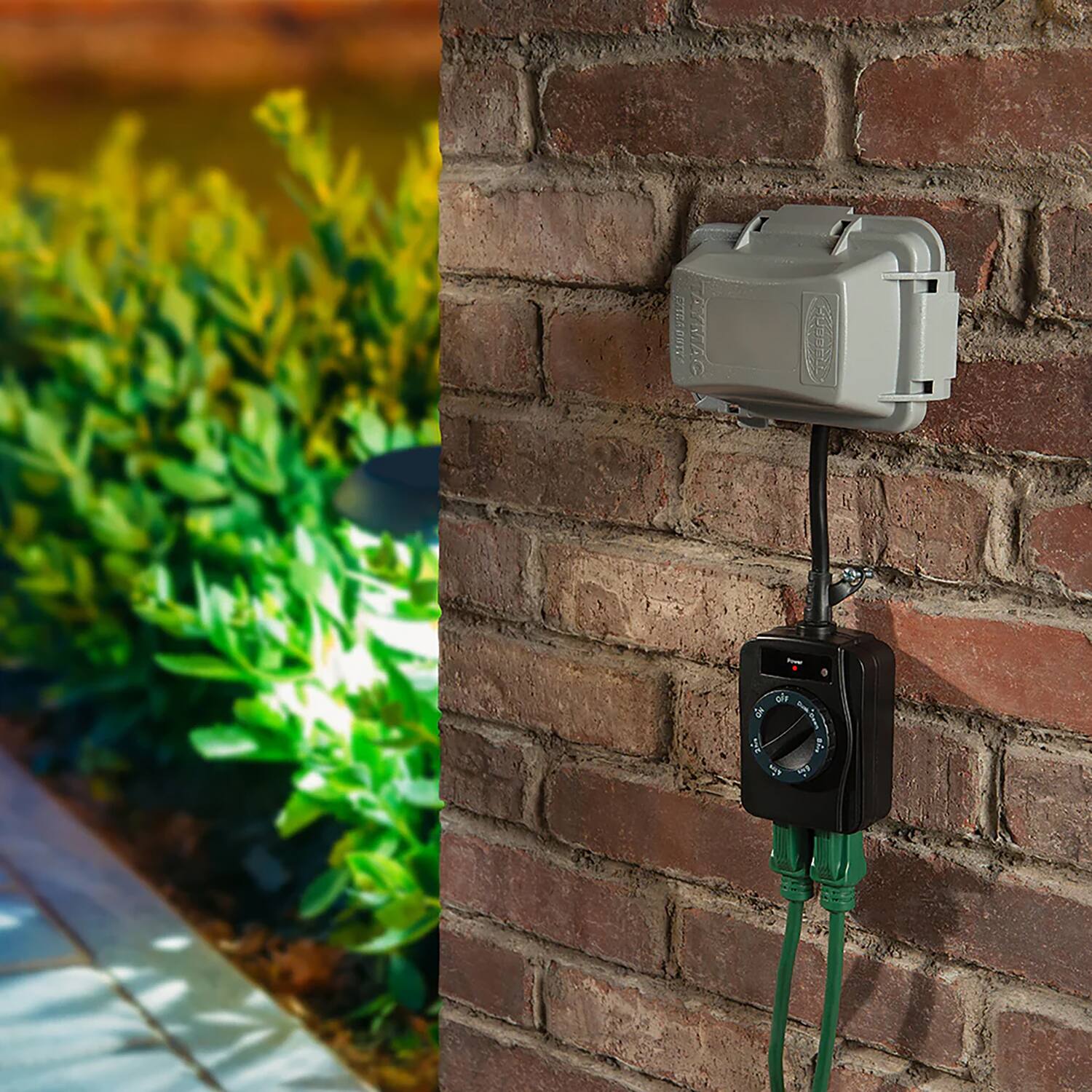 Back. PRIME - 2-Outlet Grounded Outdoor Countdown Timer with Photosensor - Black.