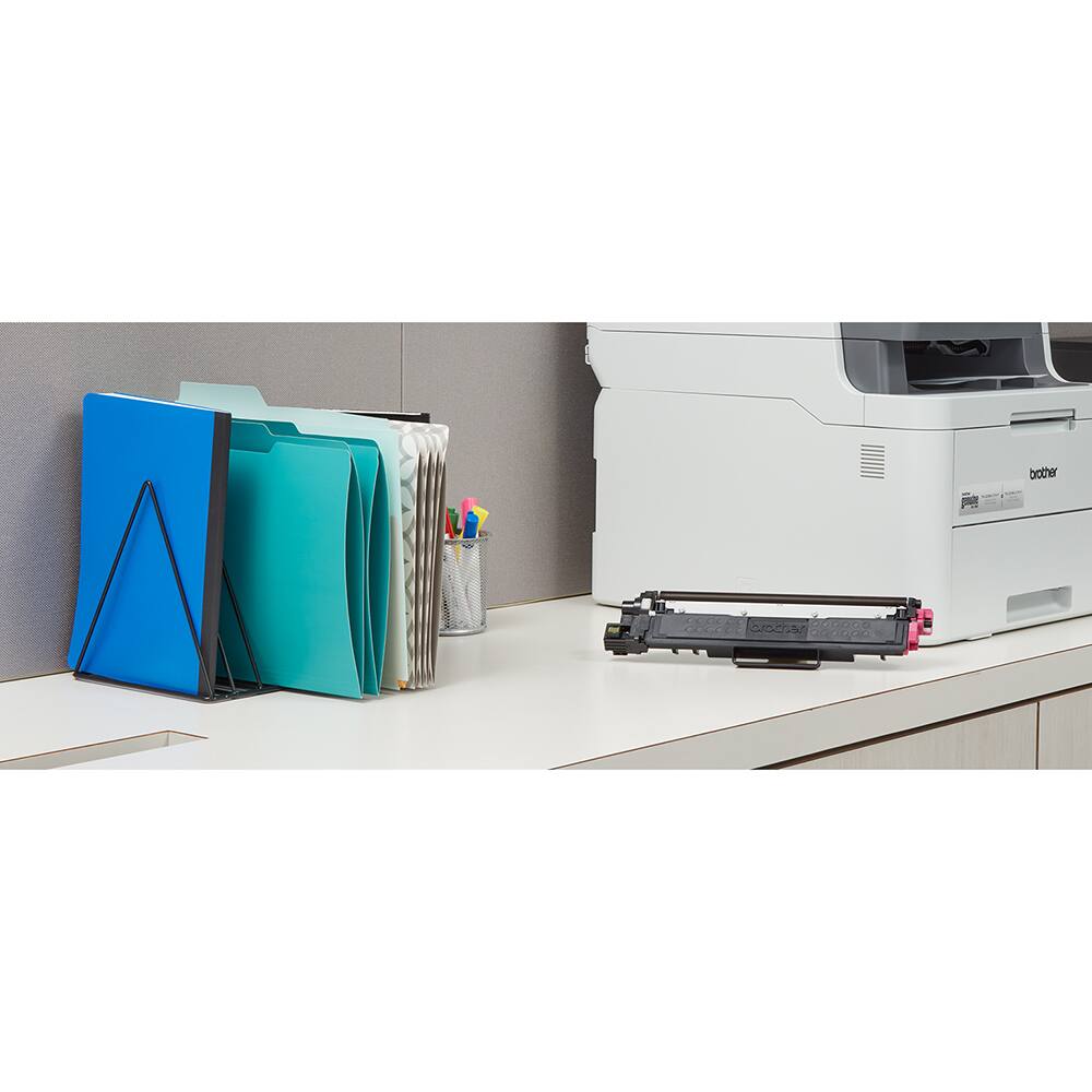 Left. Brother - TN227M Genuine High Yield Magenta Toner Cartridge with Deco Essentials Guide.