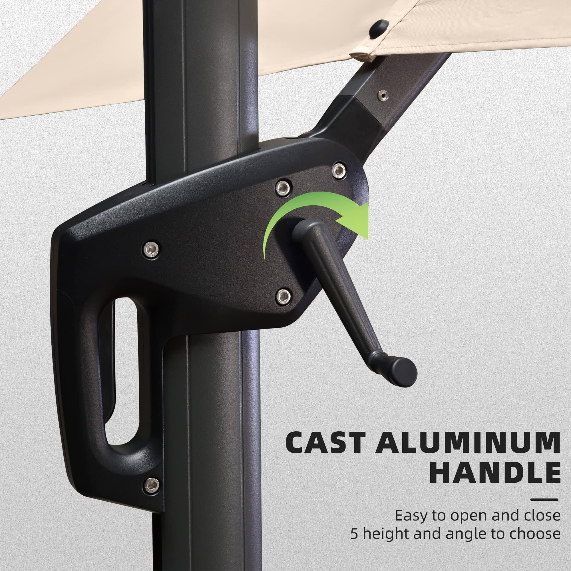 CAST ALUMINUM HANDLE  
Easy to open and close  
5 height and angle to choose