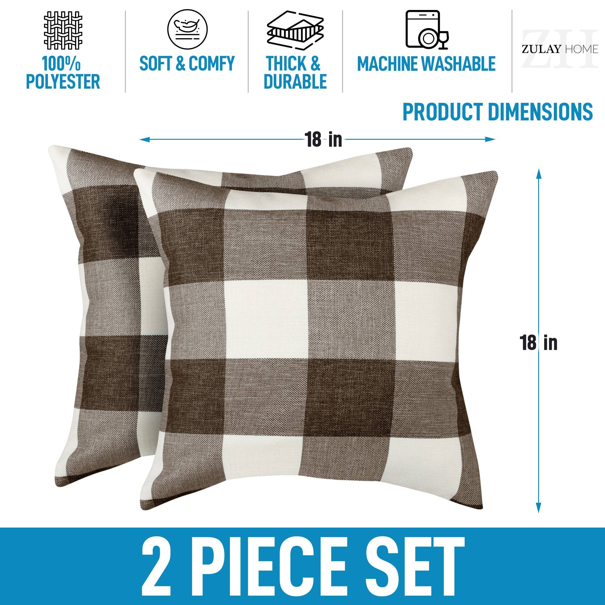 100% Polyester  
Soft & Comfy  
Thick & Durable  
Machine Washable  

Product Dimensions: 18 in x 18 in  

2 Piece Set  

Zulay Home