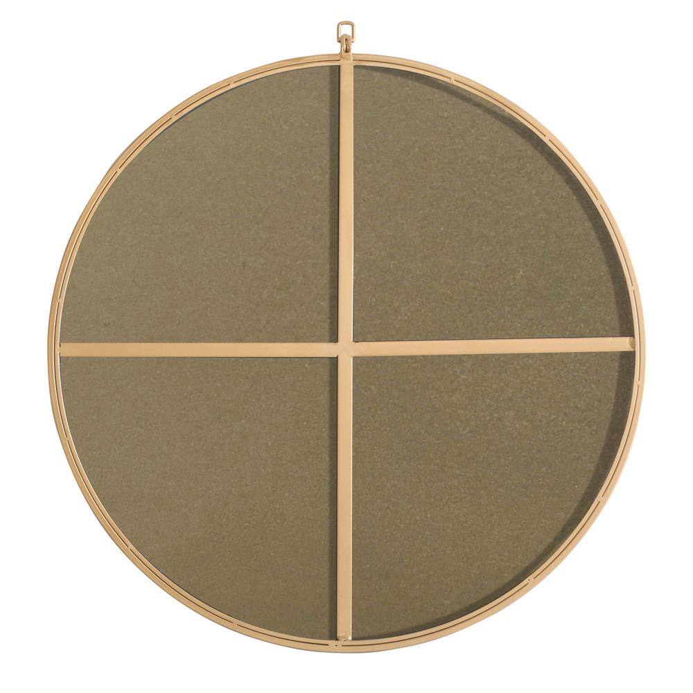 Back. Elegant Decor - Metal frame Round Mirror with decorative hook 32 inch Brass finish - Brass.