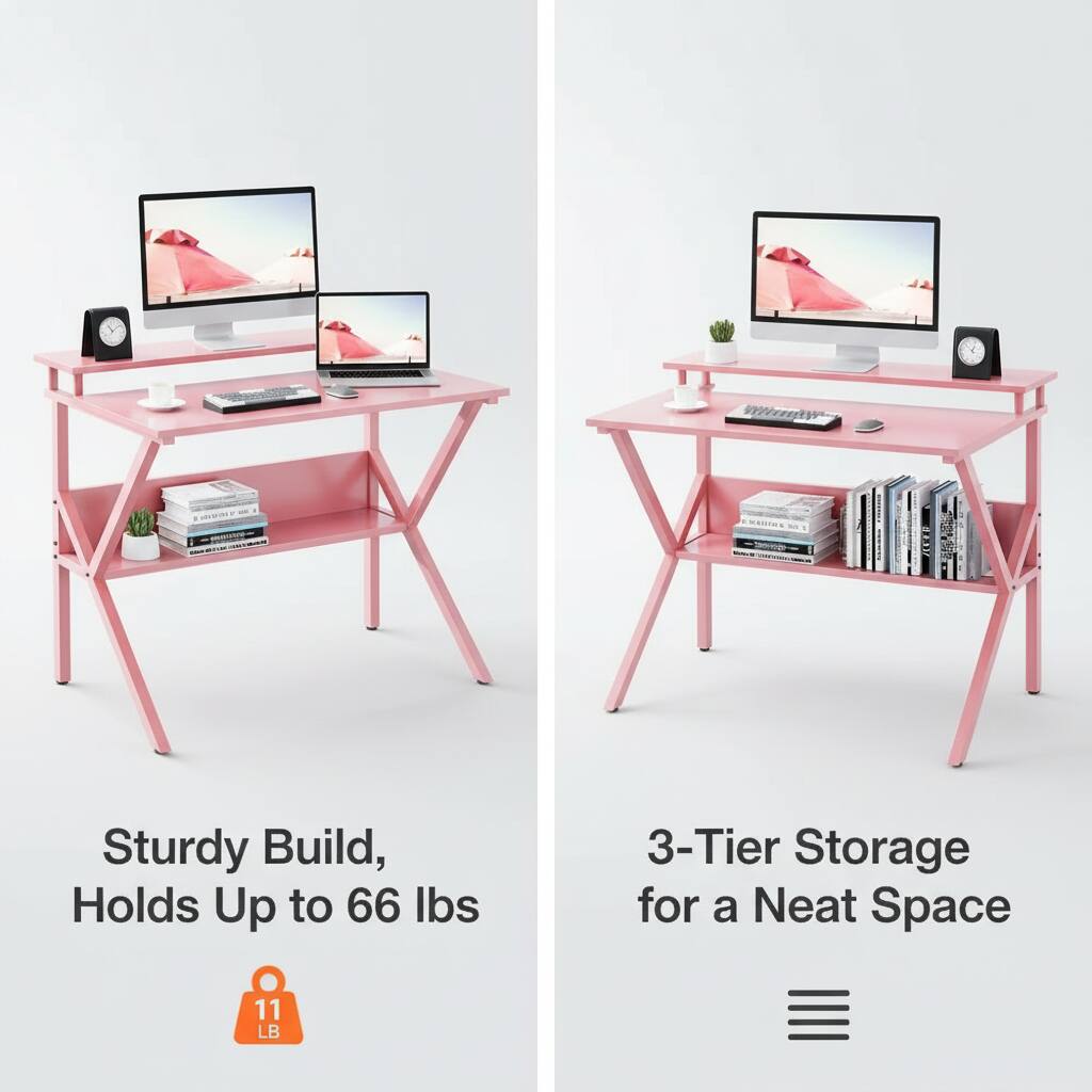 Sturdy Build, Holds Up to 66 lbs  
3-Tier Storage for a Neat Space  
11 LB