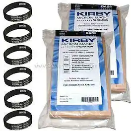 Kirby - 18 Genuine Micron Magic Vacuum Bags (Part 197394) + 6 Belts (Part 301291)