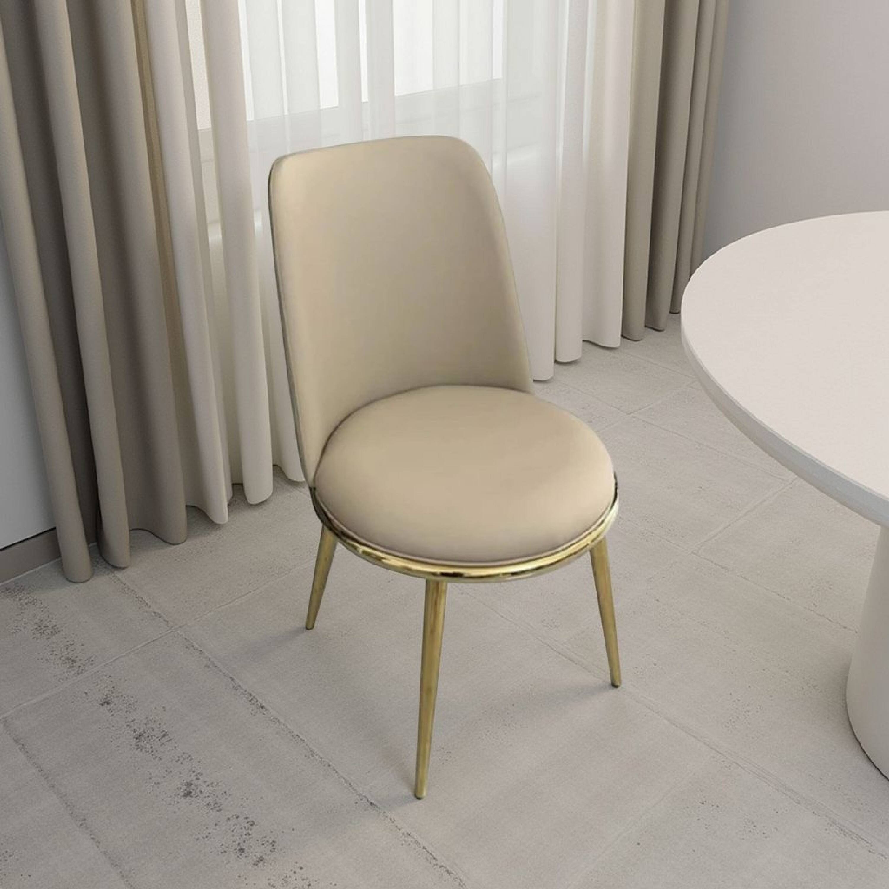 Alt View 5. Manhattan Lane - Relli Side Dining Chair Set of 2, Gold Metal, Taupe Faux Leather - Gold, Taupe.