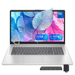 HP - 17.3" HD+ Touchscreen Laptop,Intel Core 5 120U,32GB RAM,2TB SSD+160GB Dock Set,Backlit Keyboard,Win 11 - Silver