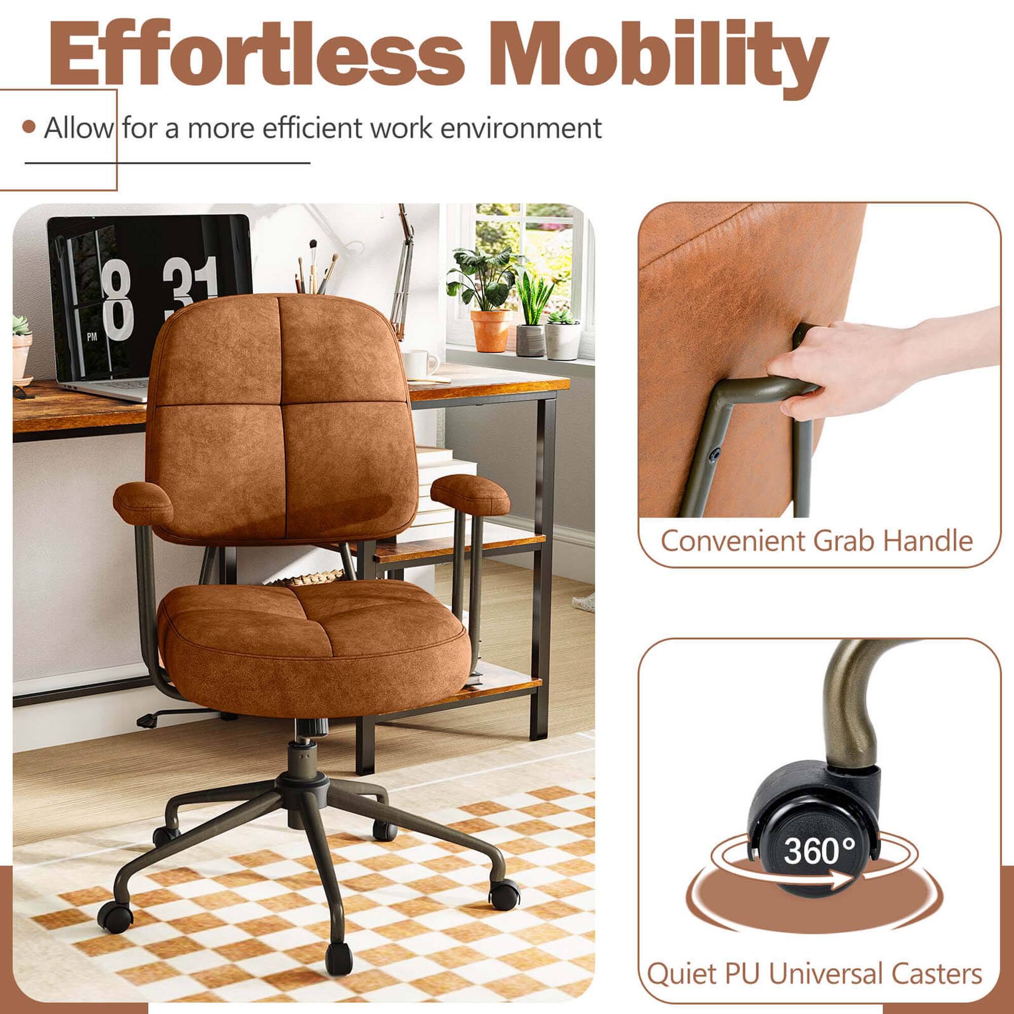 Effortless Mobility: Allow for a more efficient work environment. Convenient Grab Handle: 360 Quiet PU Universal Casters.