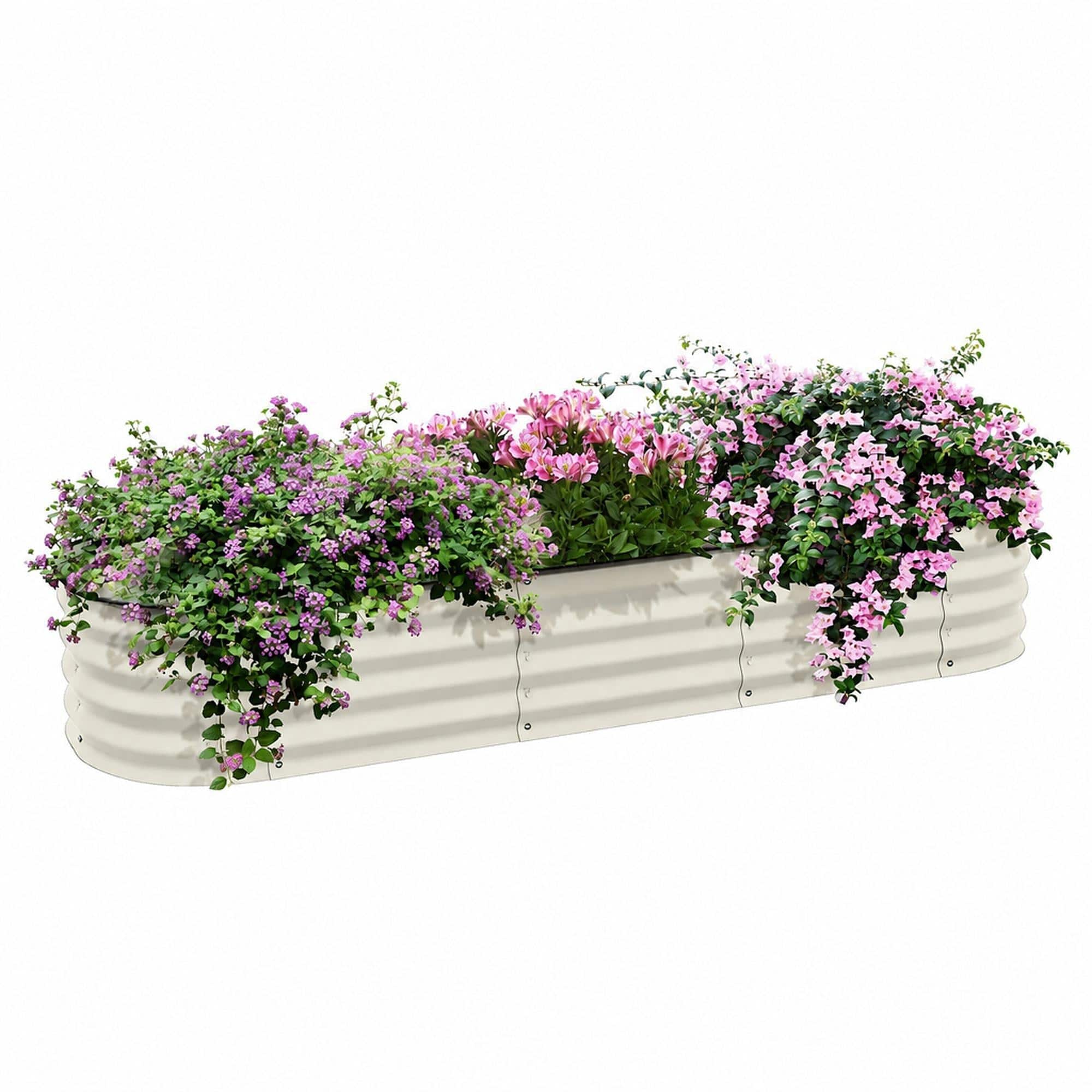 RYHNUYNE - Galvanized Raised Garden Bed Kit 6.4x2x1 ft Outdoor Metal Planter Box with Safety Edging for Vegetables Flowers - White price history on PriceWatchPro