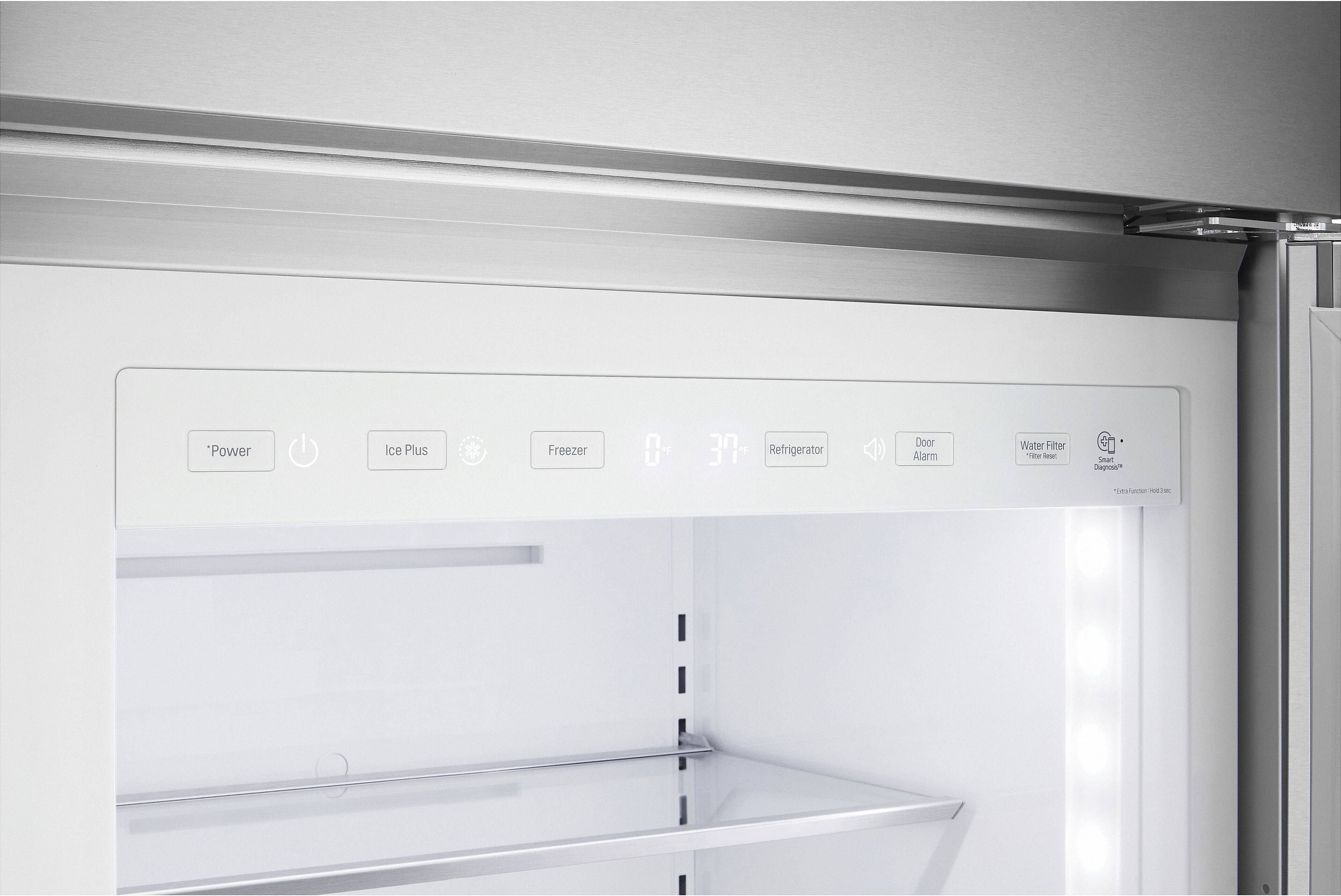 Power Ice Plus Freezer + LI 37" Refrigerator 4 Door Alarm Water Filter