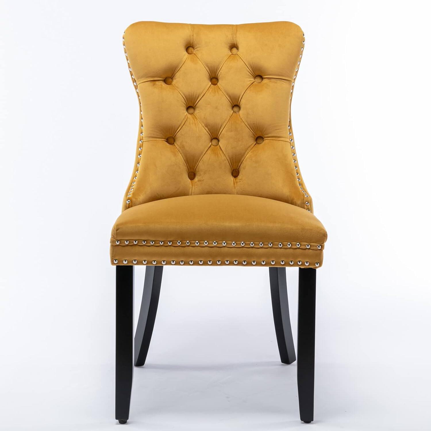 Alt View 3. Trinkets Crazed - Velvet Dining Chairs Set of 2, Upholstered High-end Tufted Dining Room Chair with Wood Legs Nailhead Trim for Kitchen - gold.