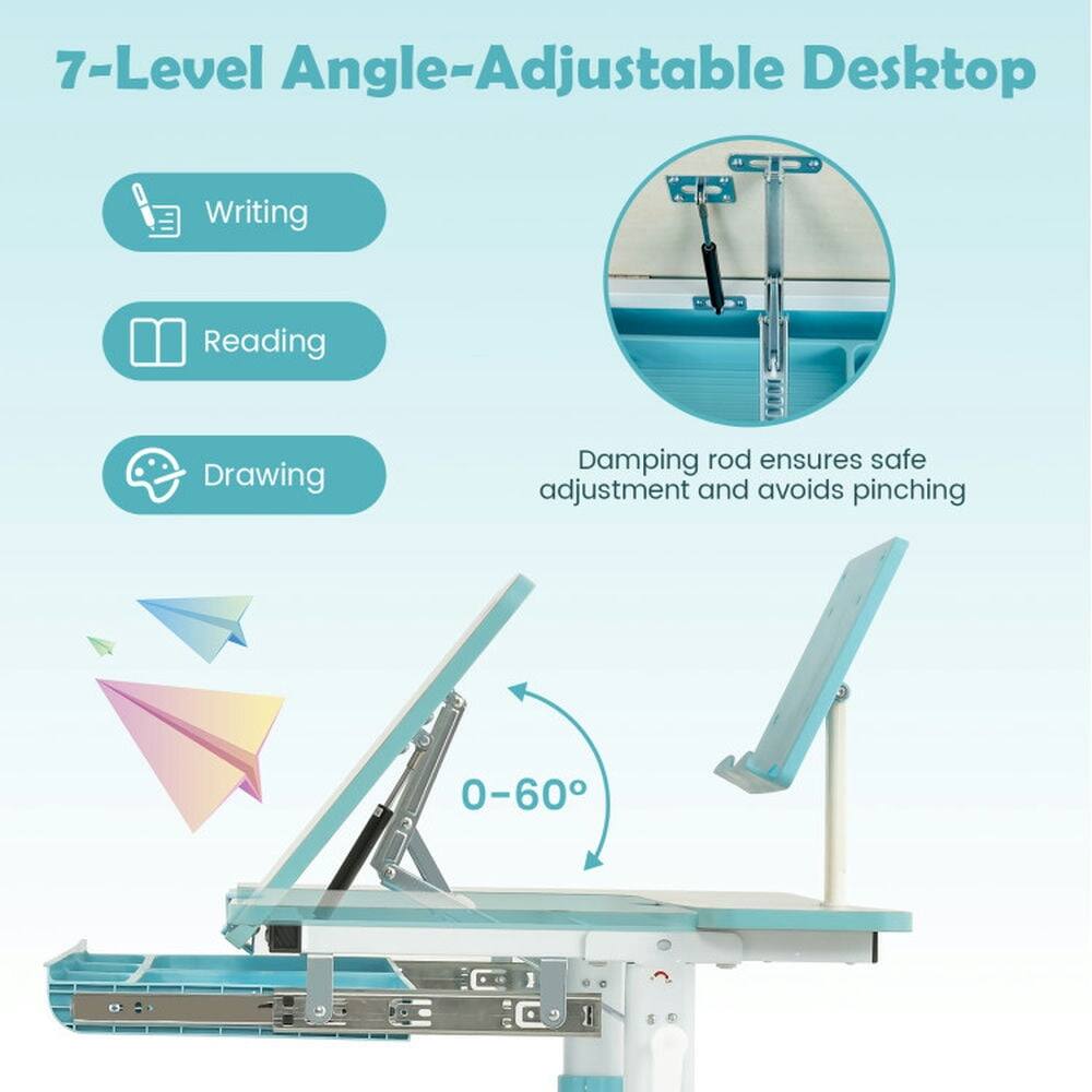 7-Level Angle-Adjustable Desktop

- Writing
- Reading
- Drawing

Damping rod ensures safe adjustment and avoids pinching

0-60°