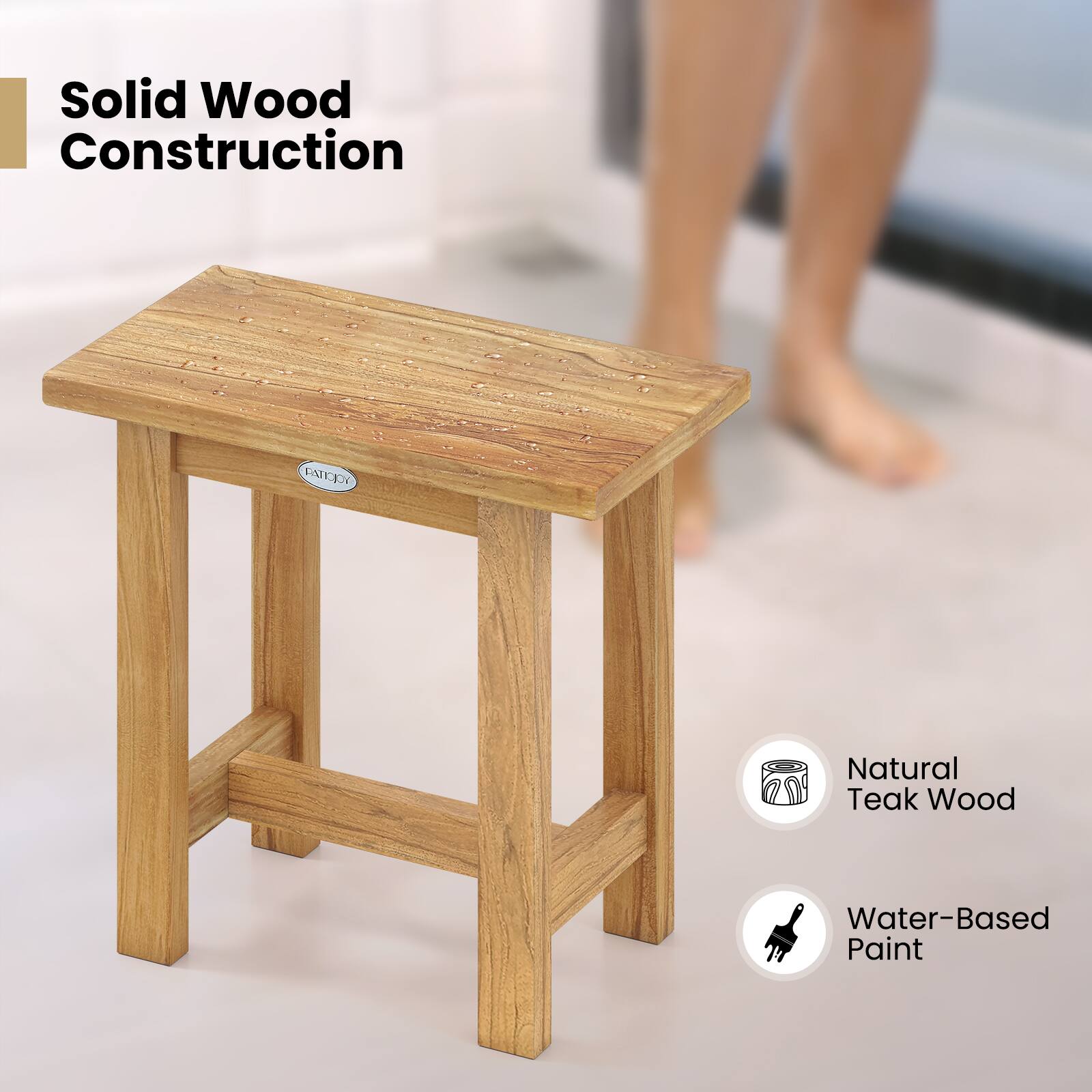 Solid Wood Construction

Natural Teak Wood

Water-Based Paint