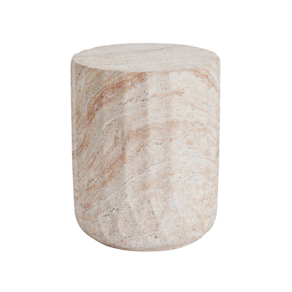 Alt View 3. Loheer - Loheer Lightweight Concrete Side Table Travertine Finish Indoor Outdoor Cylinder Accent Table - Travertine.