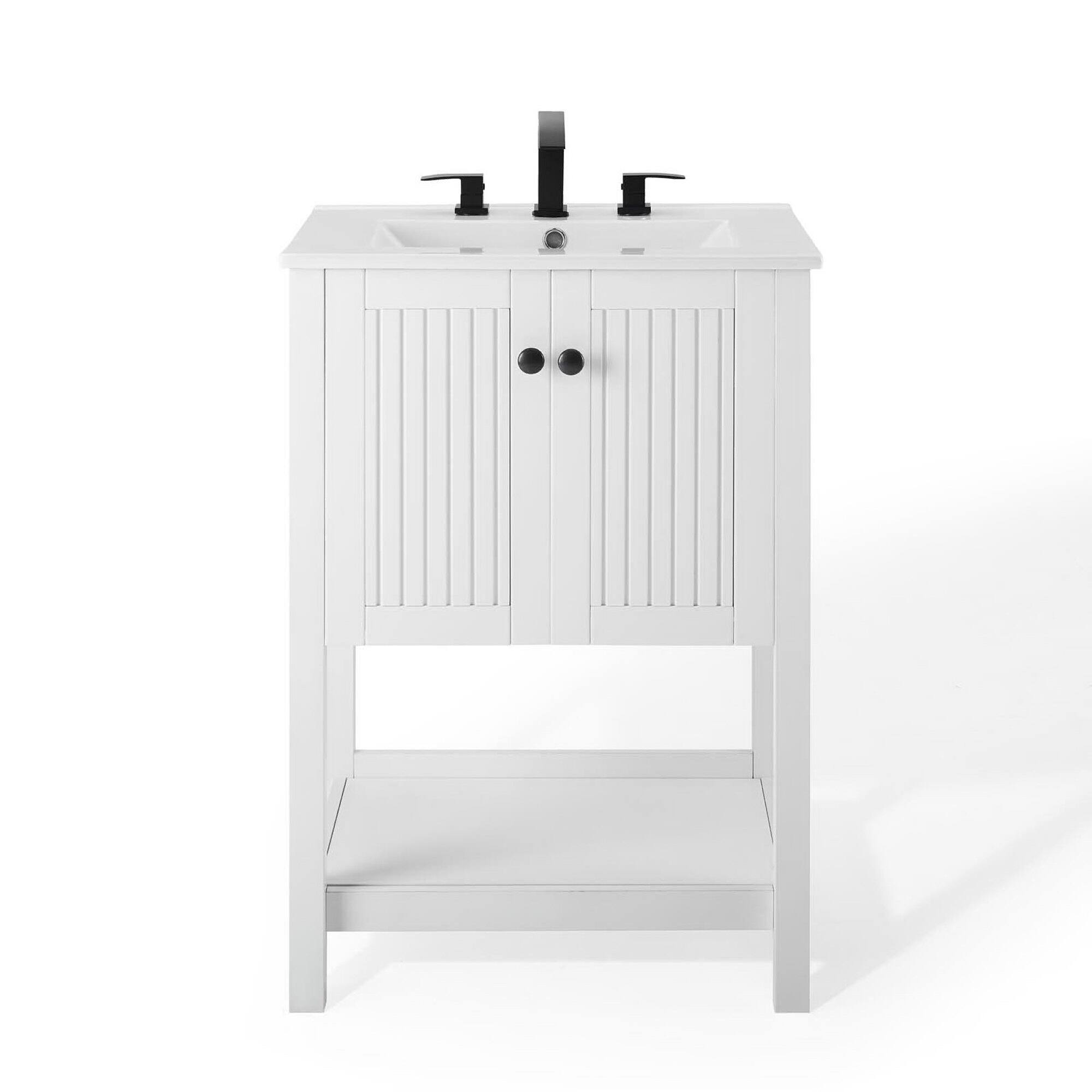Alt View 4. Modway - Steam Bathroom Vanity Basin Included - White White.