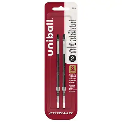 Jetstream Quick Drying Ink uni ball Jetsream RT Ballpoint Pen Refills, Medium Point, 1.0mm, 2/Pack ...