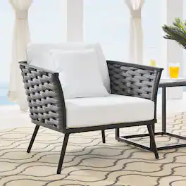 Stance Outdoor Patio Aluminum Armchair by Modway - Gray White