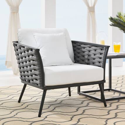 Front. Modway - Stance Outdoor Patio Aluminum Armchair by Modway - Gray White.