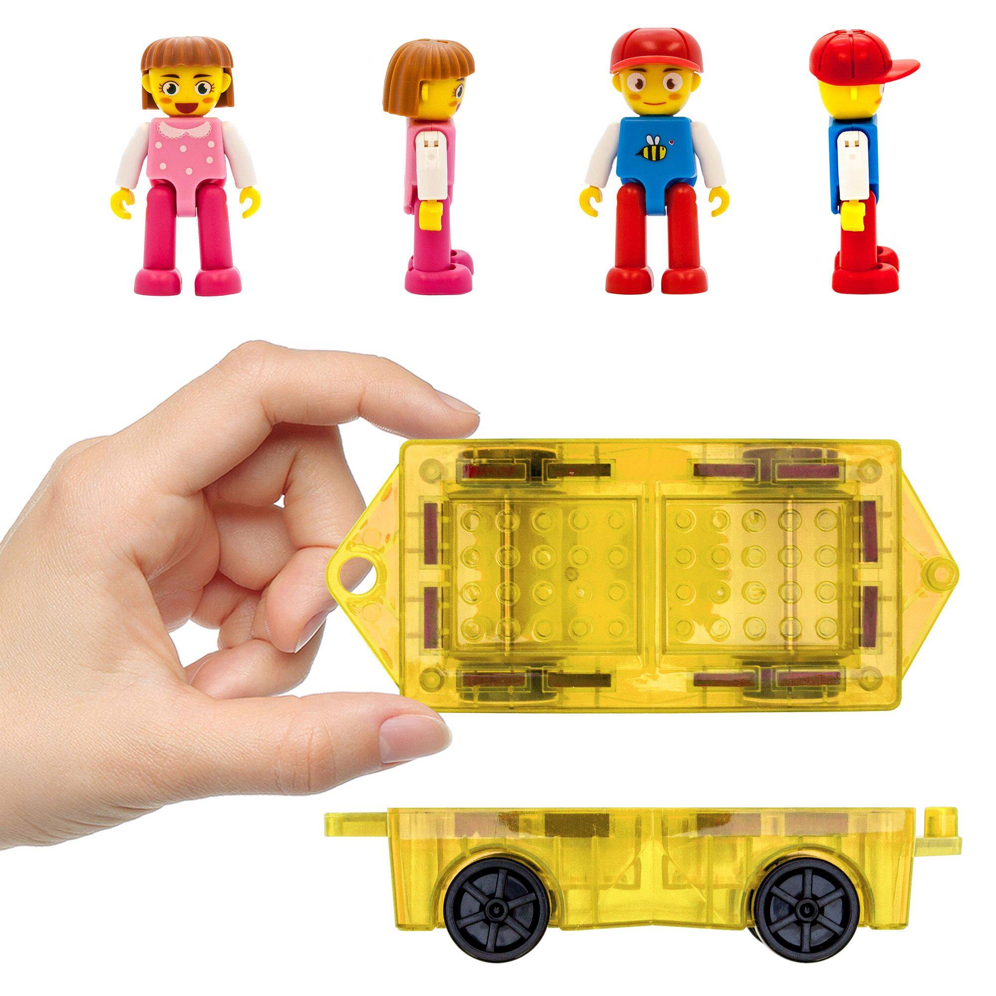 Alt View 4. PicassoTiles - PicassoTiles 3 PC Magnetic Mini Car and 2 Characters Set Magnetic Building Blocks for Kids 3+.