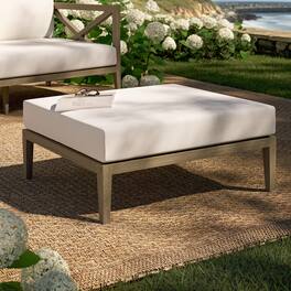 Northlake Outdoor Patio Teak Ottoman by Modway - Weathered Gray White