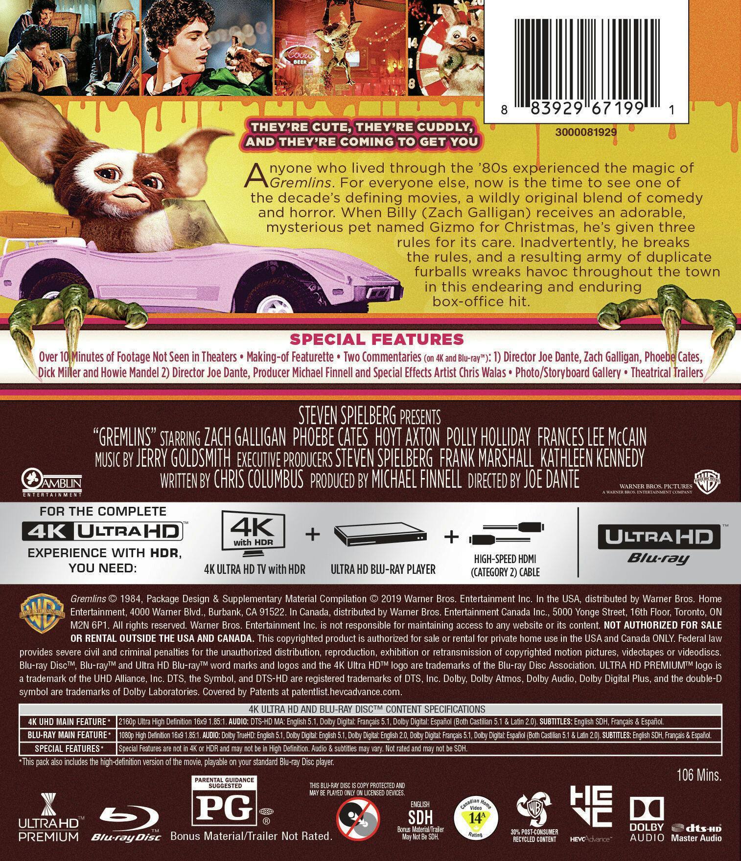 Back. Gremlins   - 4K Blu-Ray.