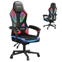 Bestier Ergonomic PU Breathable Mesh Lighting Gaming Chair - Red - Front_Zoom