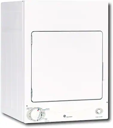 Front. GE - 3.6 Cu. Ft. Stackable Electric Dryer - White On White.
