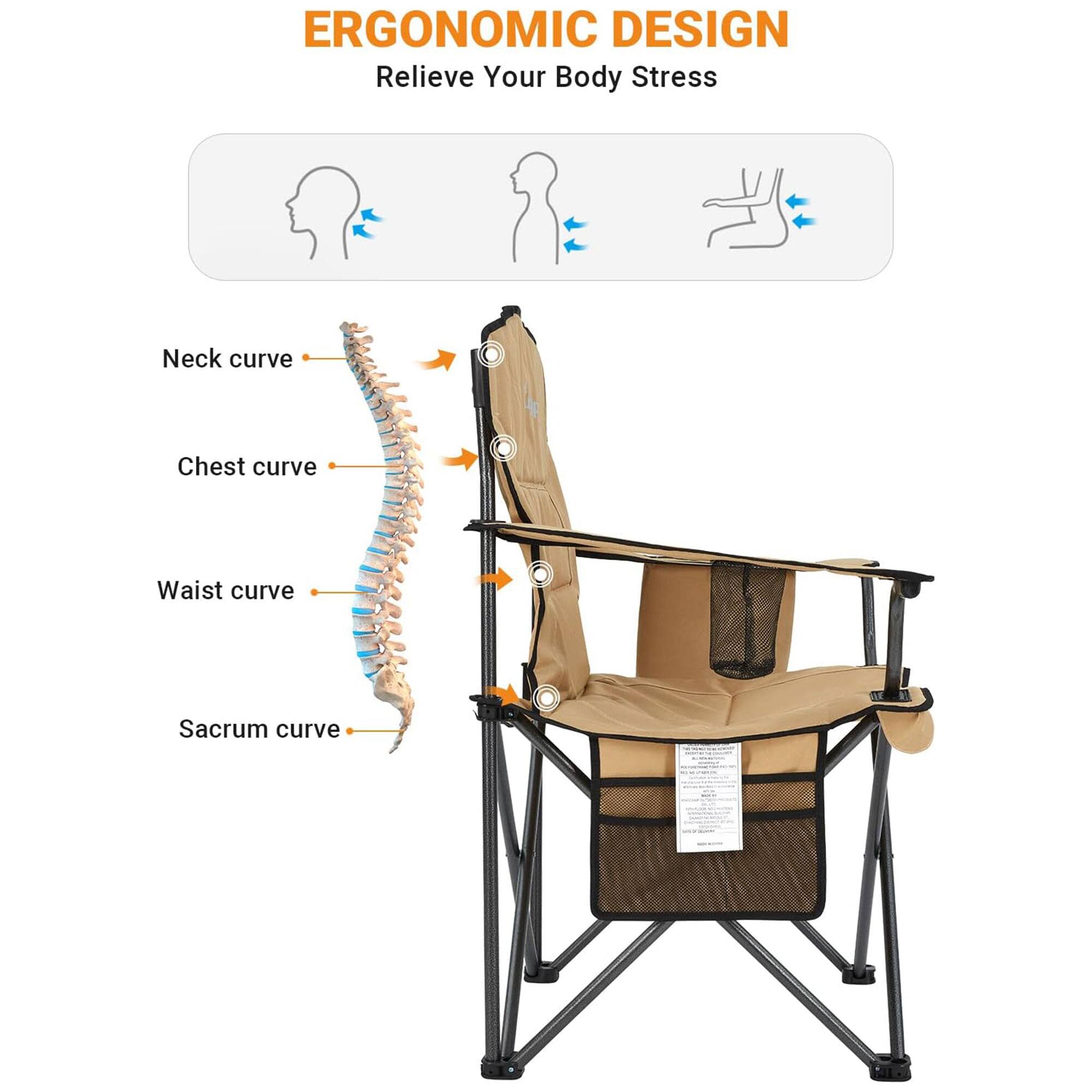 ERGONOMIC DESIGN  
Relieve Your Body Stress  

- Neck curve  
- Chest curve  
- Waist curve  
- Sacrum curve