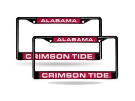 Rico Industries - Alabama Crimson Tide Black Metal Laser Cut License Plate Frame - Set of 2 Frames - Multi