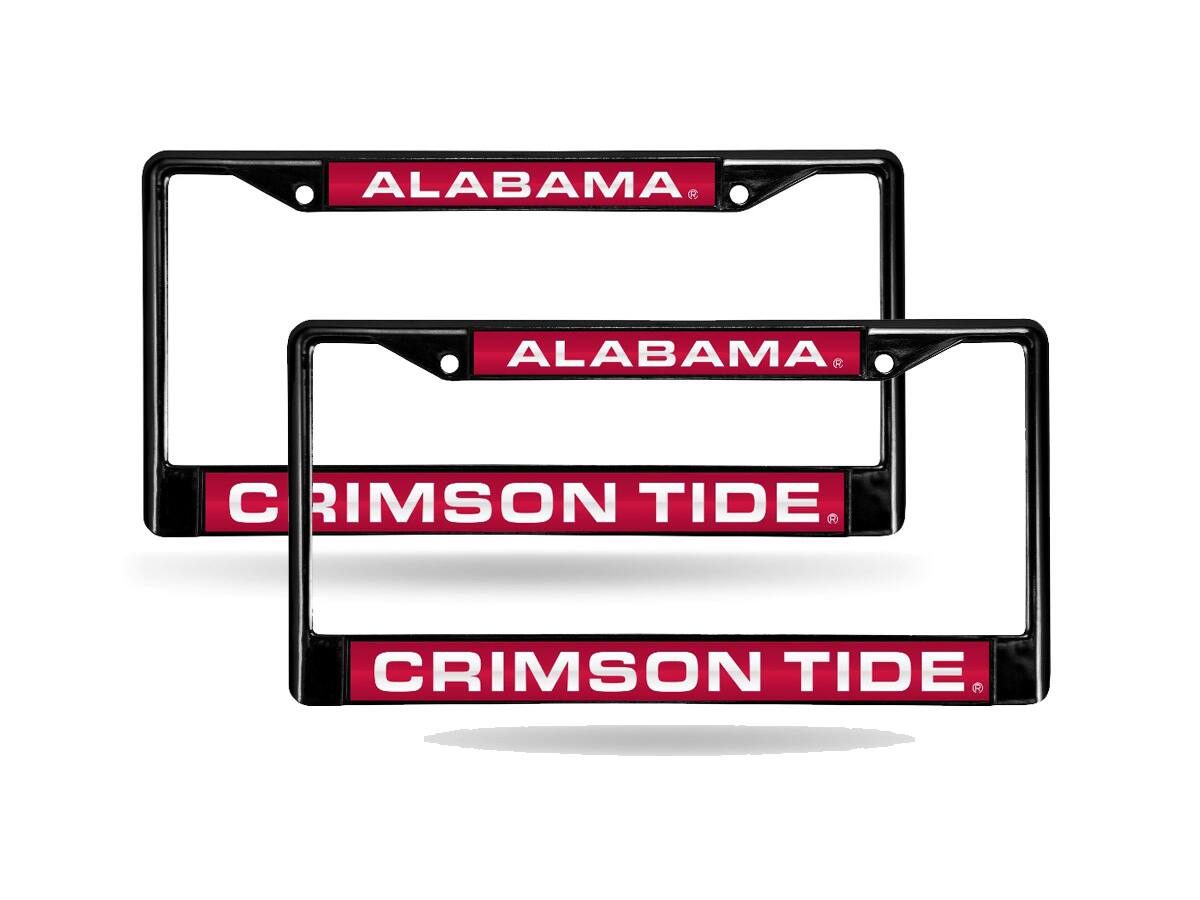Alabama Crimson Tide Black Metal Laser Cut License Plate Frame - Set of 2 Frames
