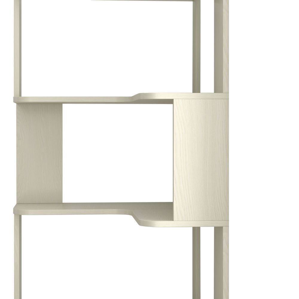 Angle. Kadyn - 6-Tier L-Shaped Corner Bookshelf, Wood Bookcase with Anti-Tip Device - White.