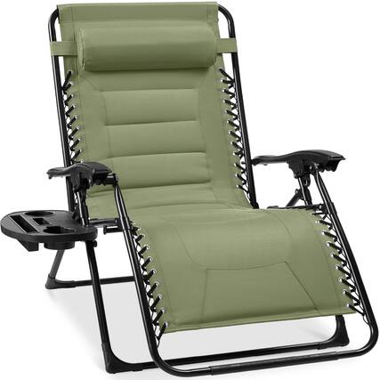 Front. Best Choice Products - Best Choice Products Oversized Padded Zero Gravity Chair, Folding Outdoor Patio Recliner w/ Side Tray - Sage Green - Sage Green.