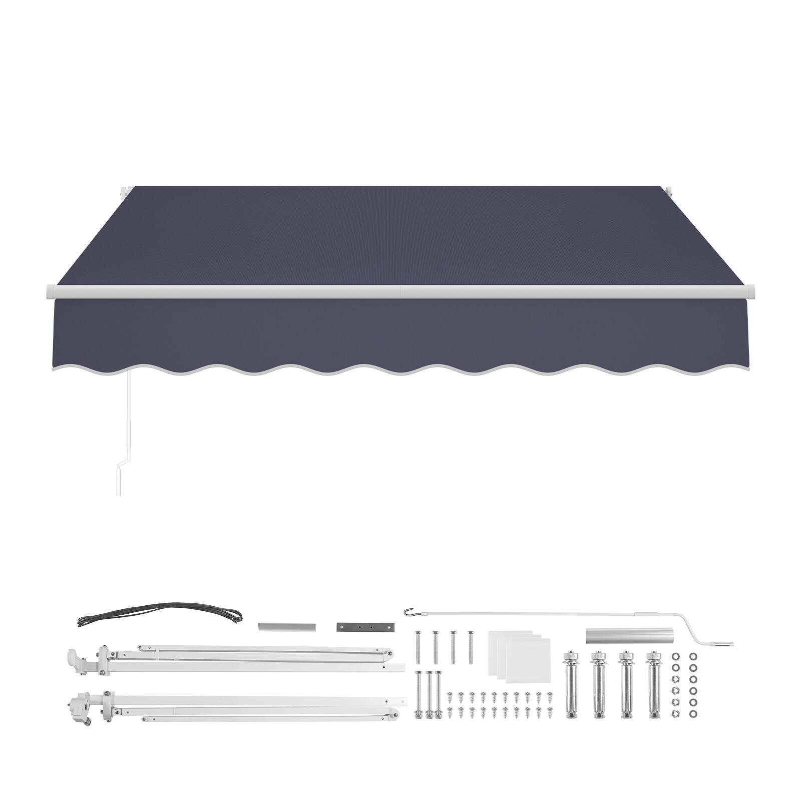 Alt View 5. VEVOR - Manual Retractable Awning, 9.8' x 8.2' Outdoor Patio Awning Retractable Sun Shade, Patio Door Window Water-Resistant - Dark Gray.