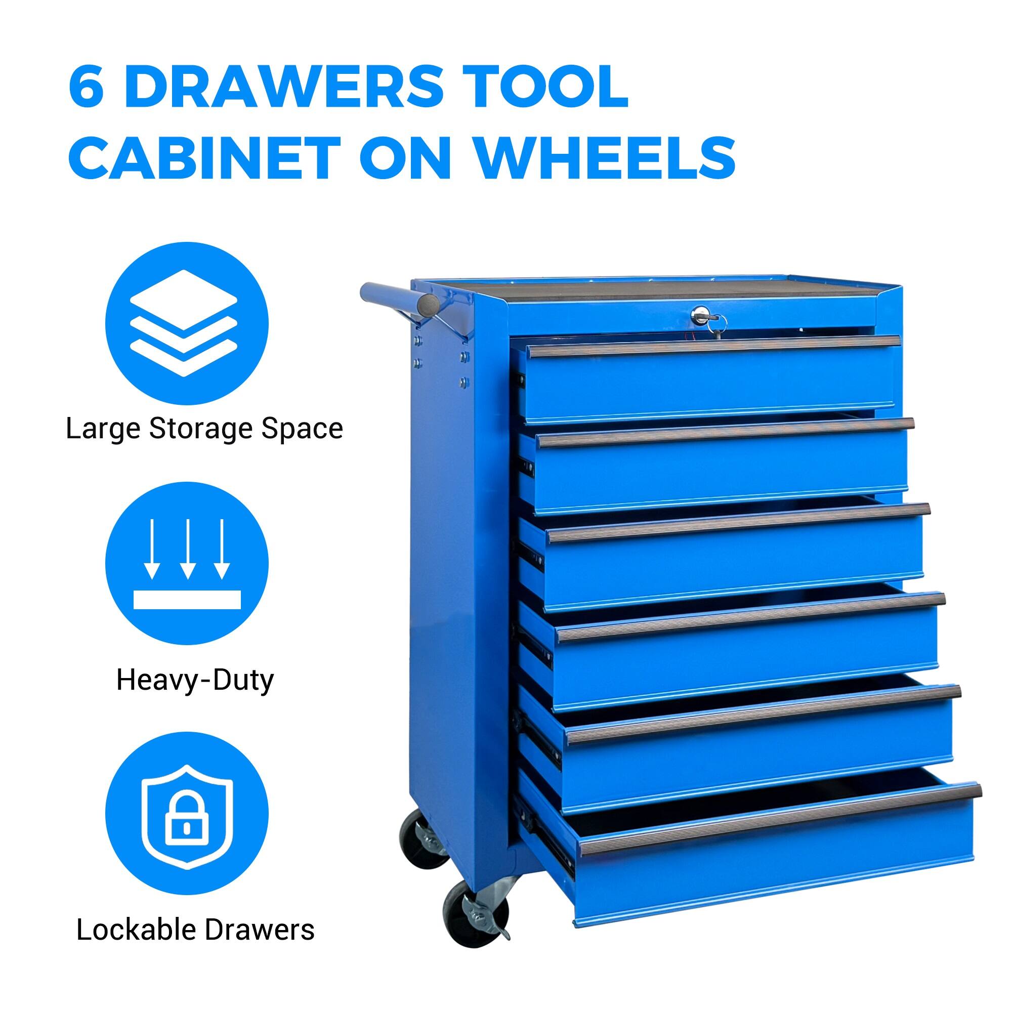 6 Drawers Tool Cabinet on Wheels

- Large Storage Space
- Heavy-Duty
- Lockable Drawers