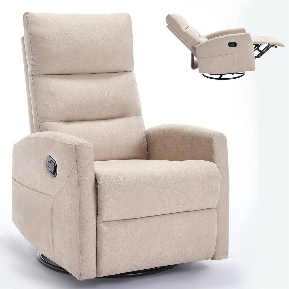 Kadyn - Manual Recliner Chair with Rocker & Swivel, 155° Recline, Fabric, Tool-Free Assembly - Beige