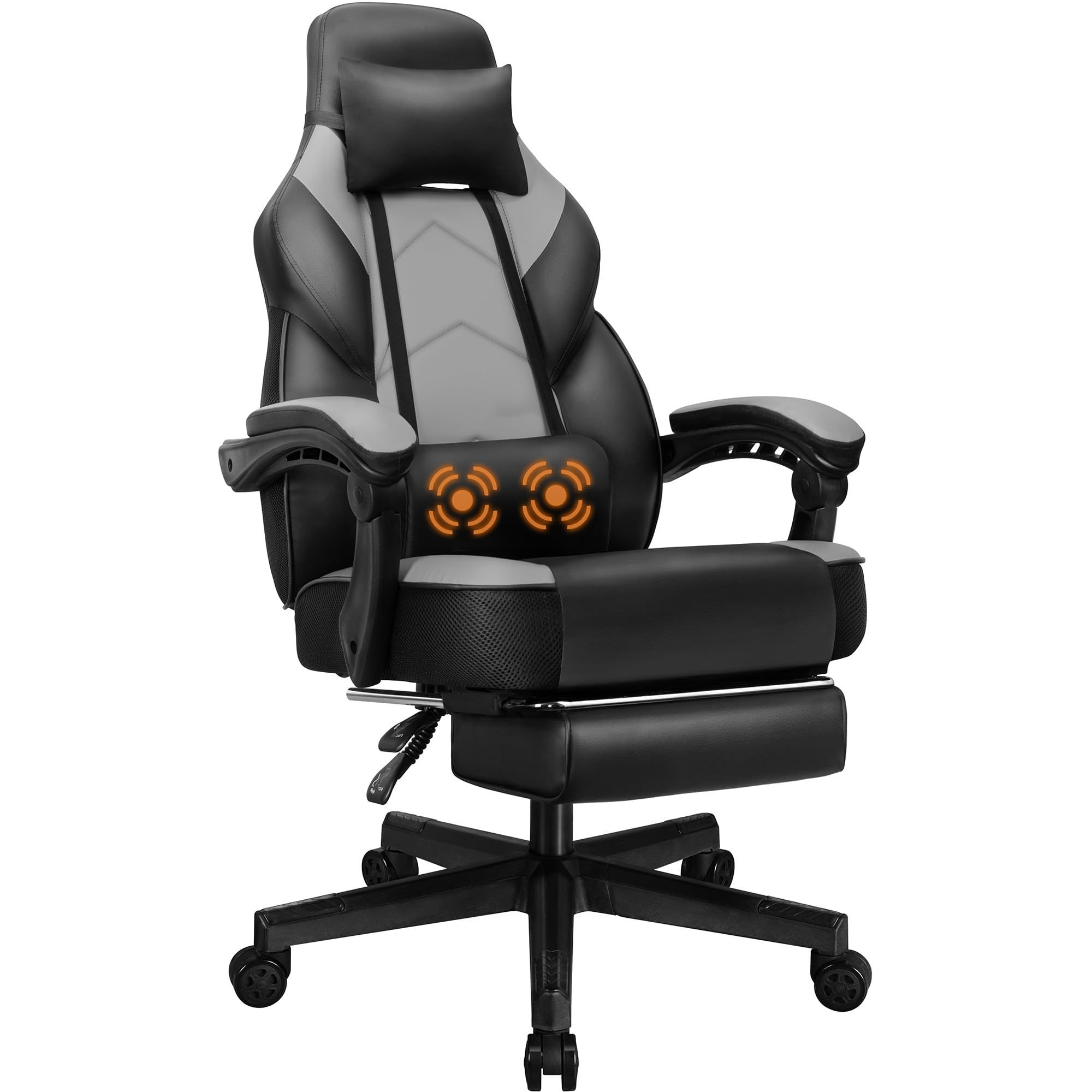 Angle. Hirose Alice - Shintenchi Gaming Chair, Computer Chair with Footrest and Lumbar Support,Video Game Chair Height Adjustable... - Grey.