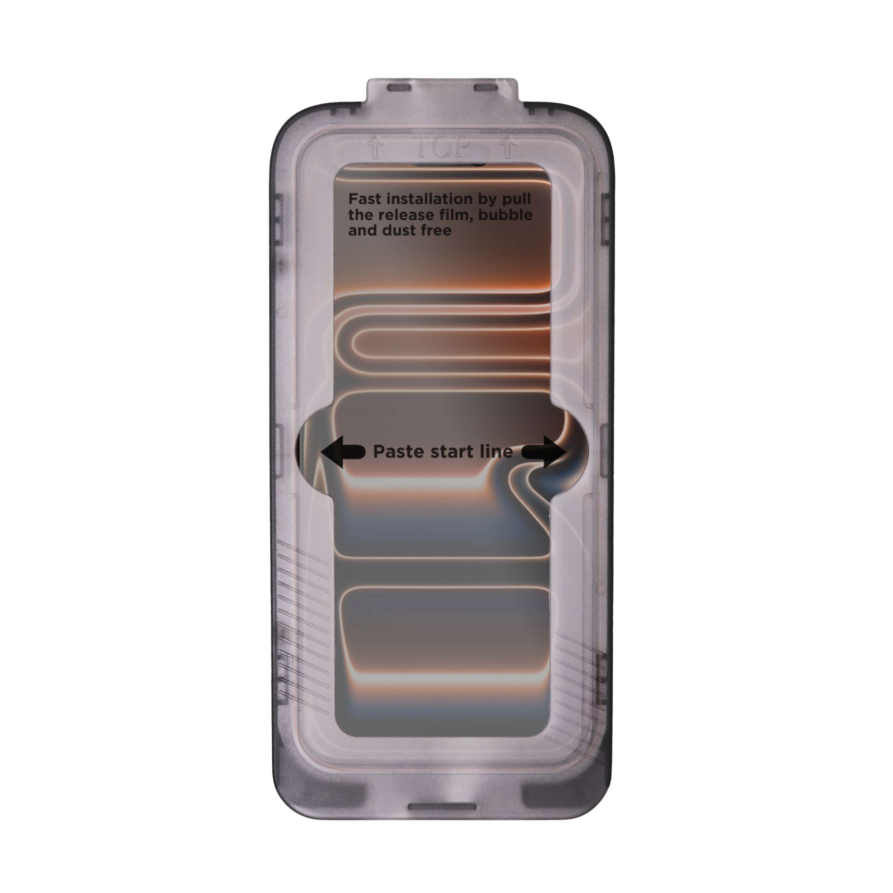 Fast installation by pull the release film, bubble and dust free  
Paste start line