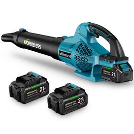 Unique Bargains - 21V Cordless Leaf Blower, 2 x 4.0Ah Batteries & Fast Charger, 22000RPM & 6 Speed, for Lawn, Patio, Dust, Snow - Blue