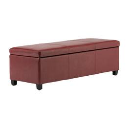 Lumina Wise - Faux Leather Storage Ottoman Bench - Red
