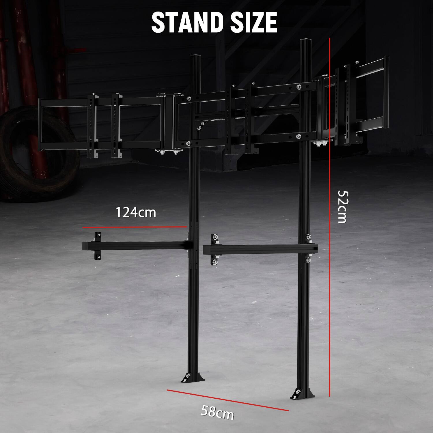 STAND SIZE

124cm  
52cm  
58cm
