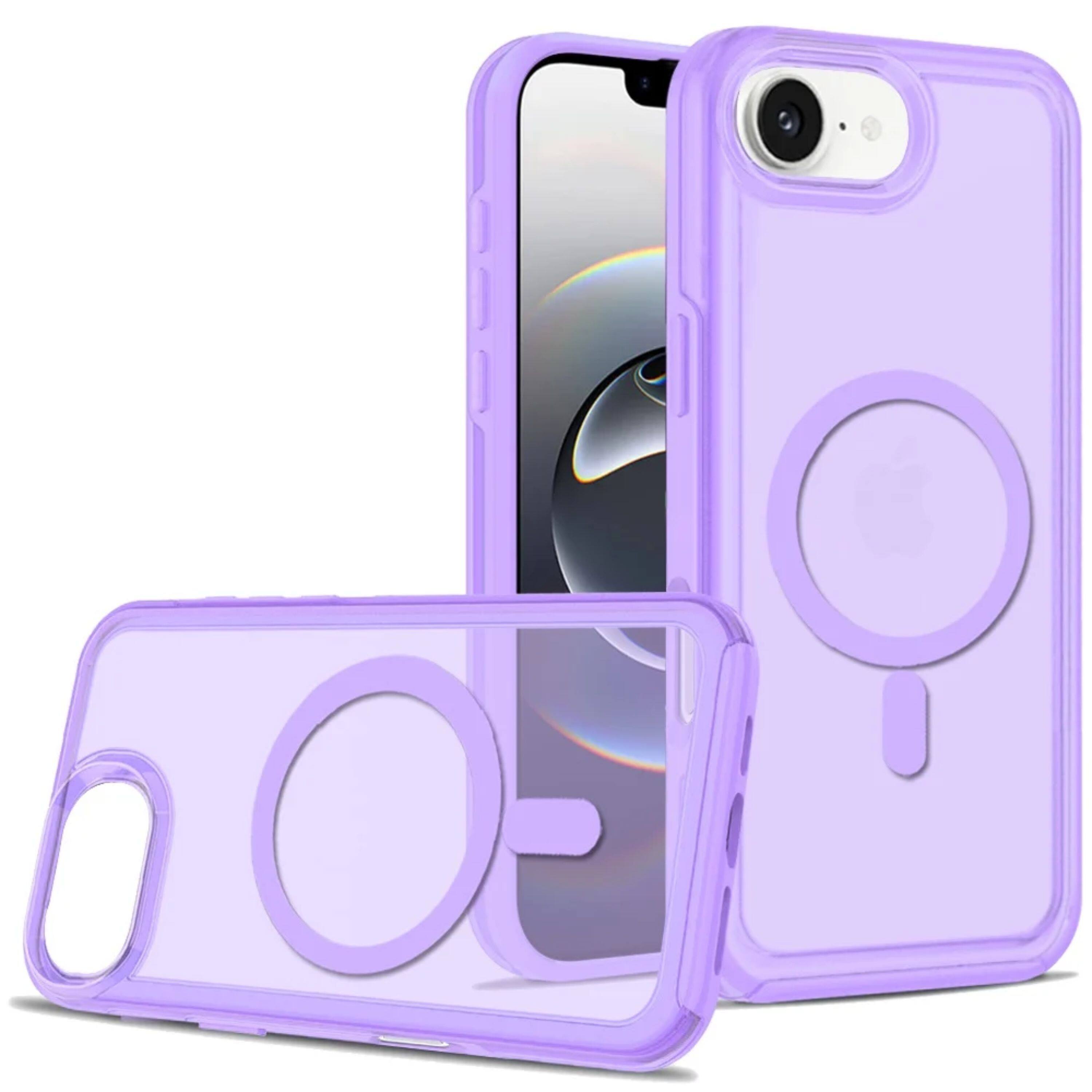 Angle. Kitcheniva - Magnetic Circle Sleek Hybrid Phone Cover Plus Tempered Glass For iPhone 16e/17e Purple - Purple.