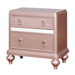 Manhattan Lane - Contemporary Solid Wood Night Stand With Mirror Trim - Pink