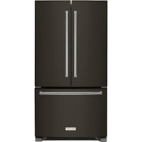 KitchenAid - 25 cu. ft. French Door Refrigerator with Interior Water Dispenser - Black Stainless Steel - Front_Zoom