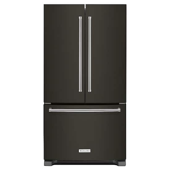 Kitchenaid 25 Cu Ft French Door Refrigerator Black Stainless Steel Krff305ebs Best Buy