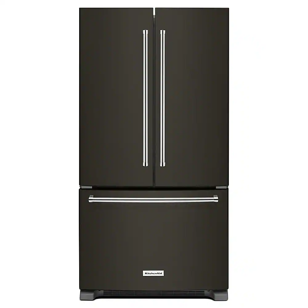 Front. KitchenAid - 25 cu. ft. French Door Refrigerator with Interior Water Dispenser - Black Stainless Steel.