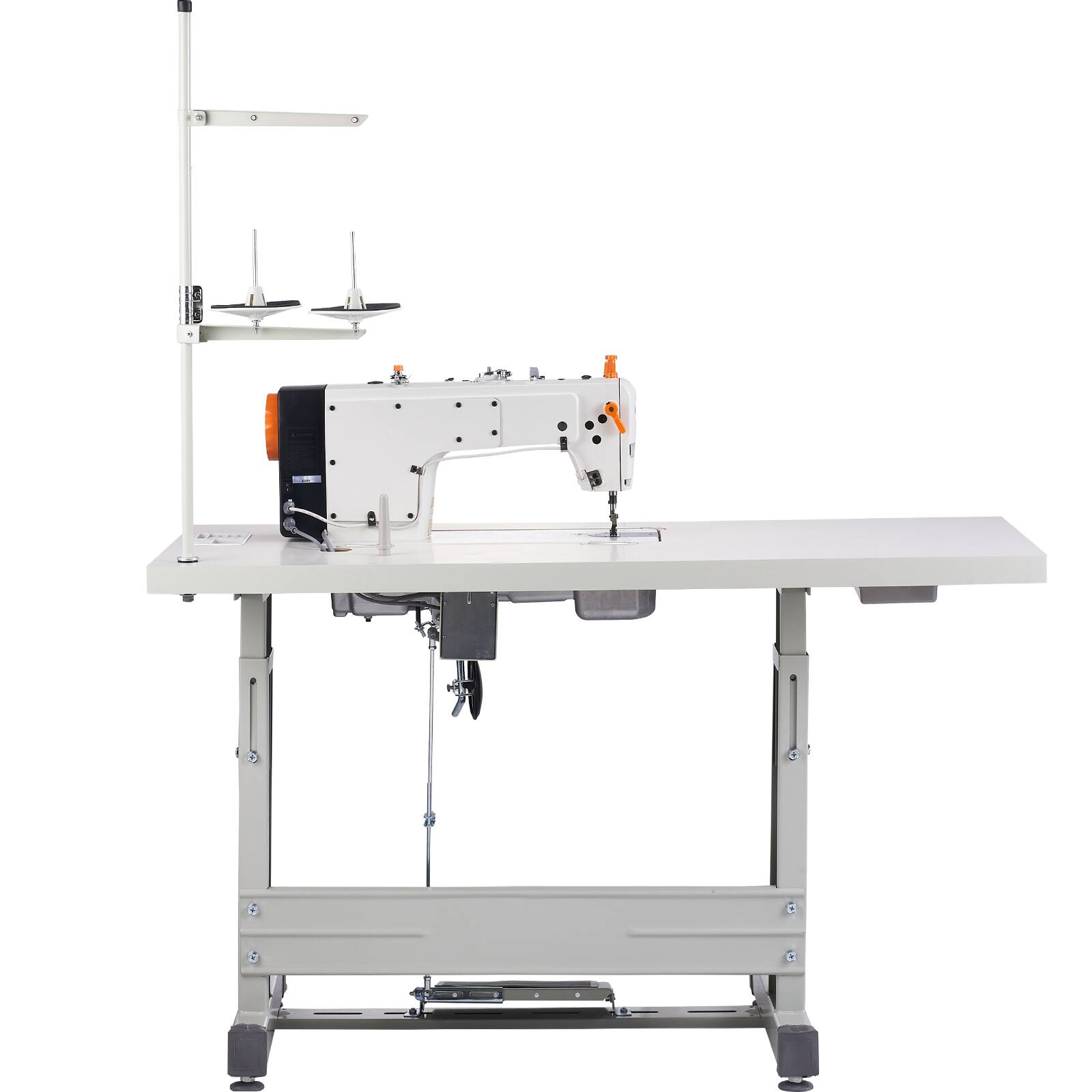 Alt View 5. VEVOR - Industrial Sewing Machine, Upgraded 550W Servo Motor with Table Stand, 5000s.p.m Heavy Duty Lockstitch Sewing Machine - White.